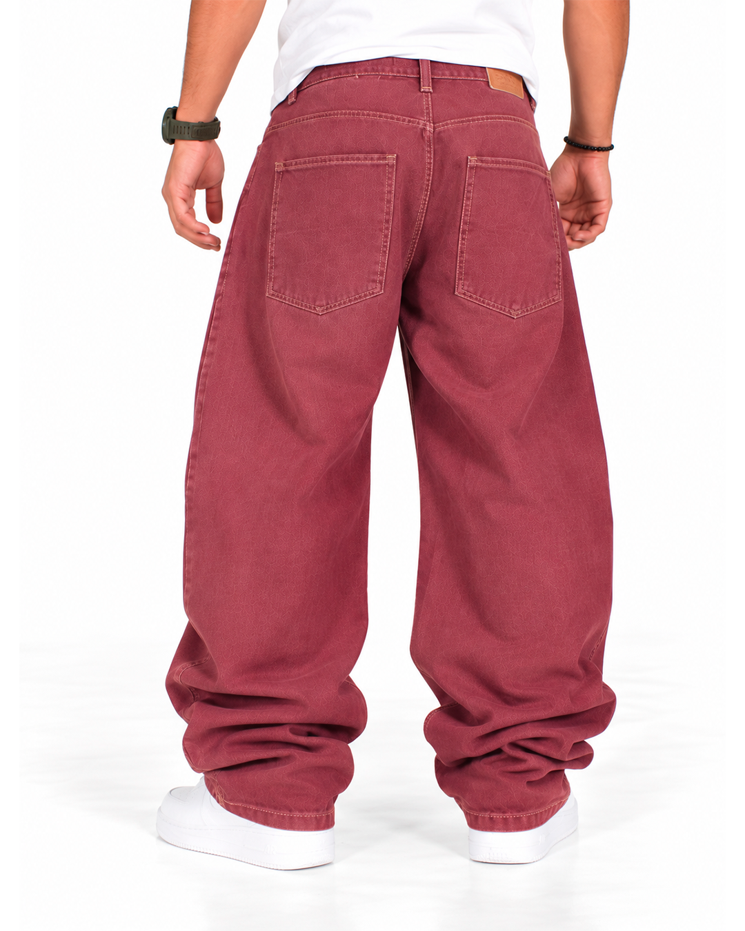 Jean Baggy Hombre Vinotinto Wide Leg