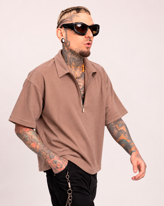 Camiseta Tipo Polo Boxi Fit Cafe