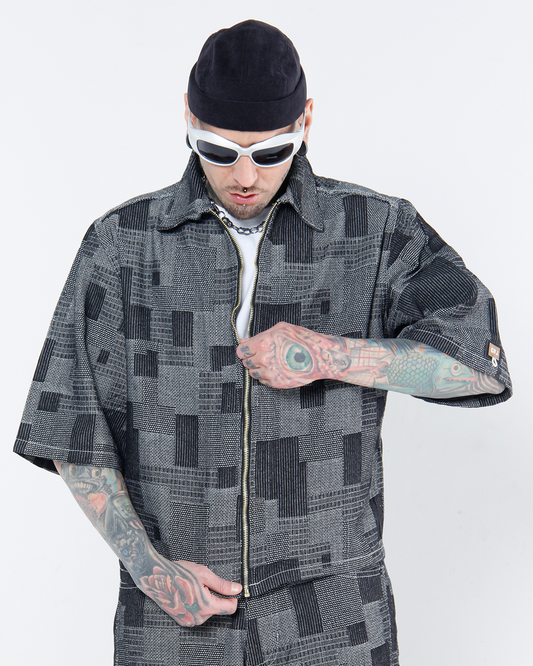 Camisa Boxi Fit Chess Gris