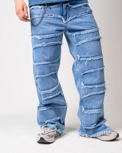 Pantalón Baggy Rasgado Azul