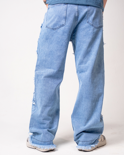 Pantalón Baggy Rasgado Azul
