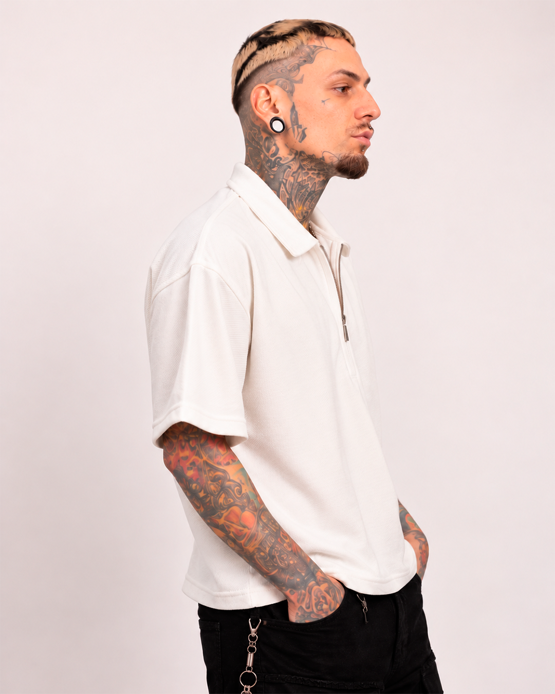 Camiseta Tipo Polo Boxi Fit Blanco