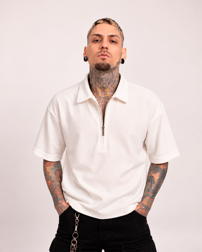 Camiseta Tipo Polo Boxi Fit Blanco