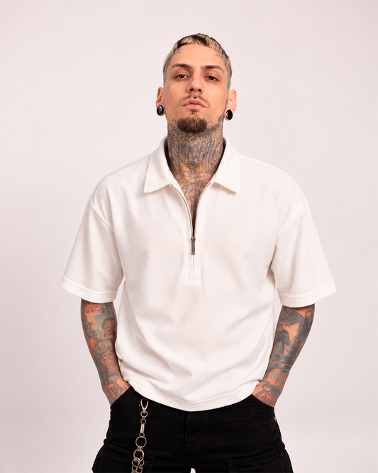 Camiseta Tipo Polo Boxi Fit Blanco