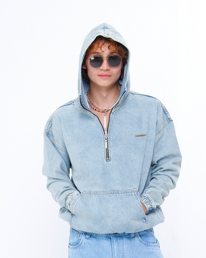 Hoodie Denim Azul Hielo