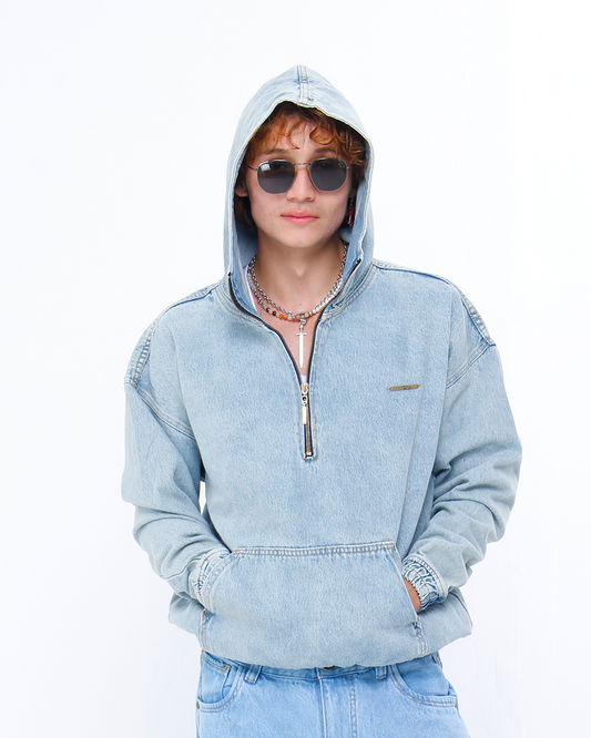 Hoodie Denim Azul Hielo