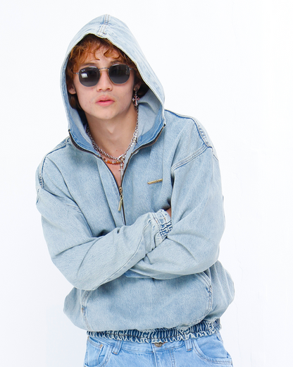 Hoodie Denim Azul Hielo