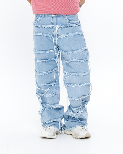 Pantalón Baggy Rasgado Azul Hielo