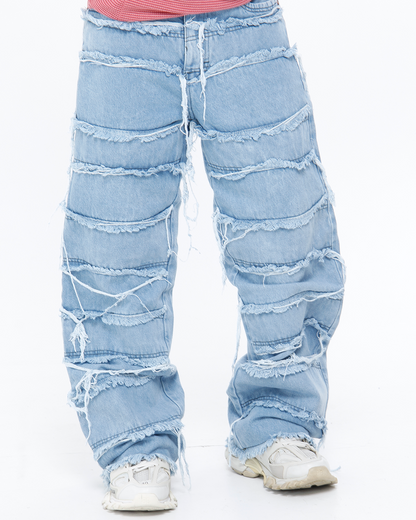 Pantalón Baggy Rasgado Azul Hielo