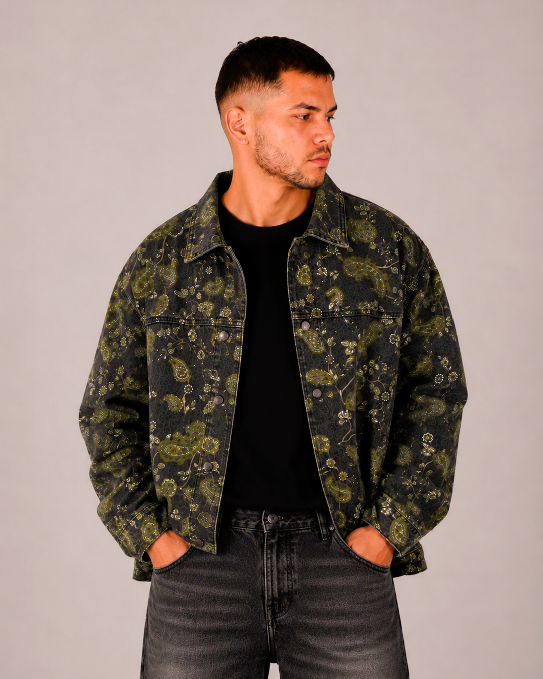 Chaqueta Jean Verde Print
