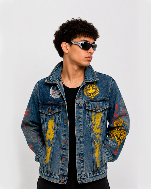 Chaqueta Jean Azul Estampada