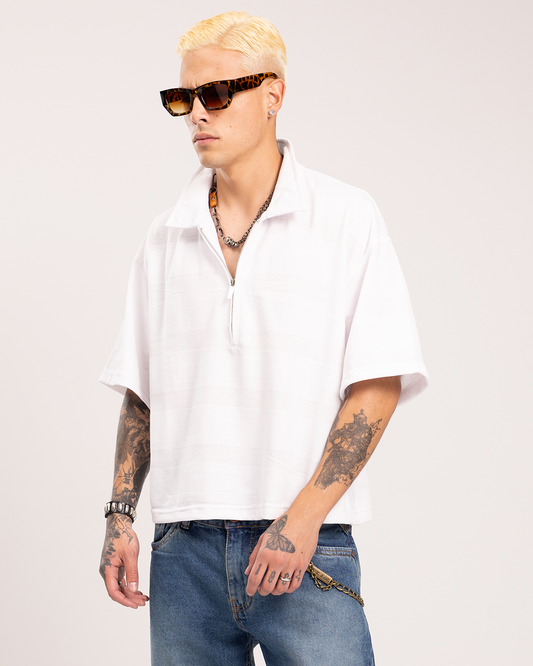 Camiseta Tipo Polo Boxi Fit Blanco