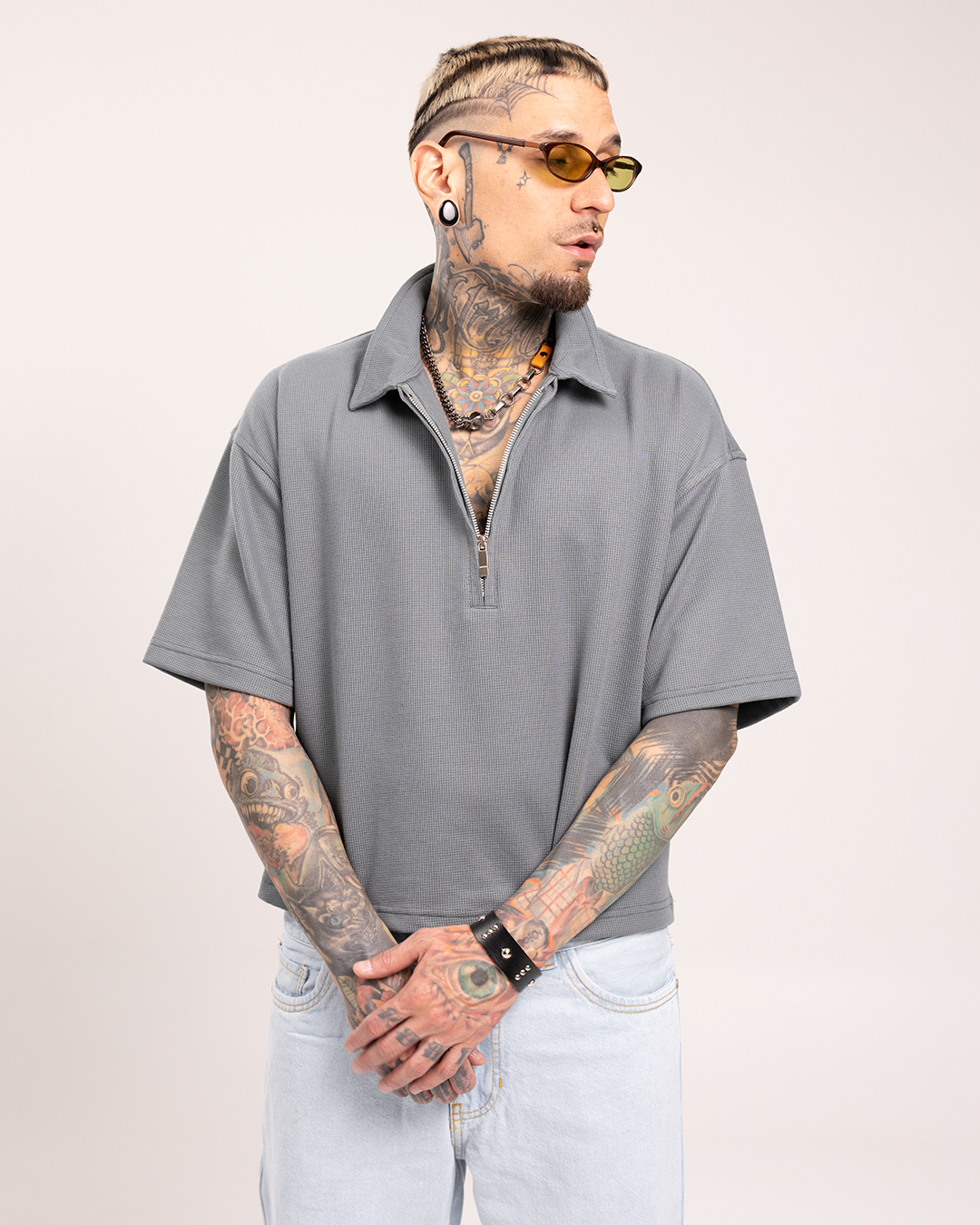 Camiseta Tipo Polo Boxi Fit Gris