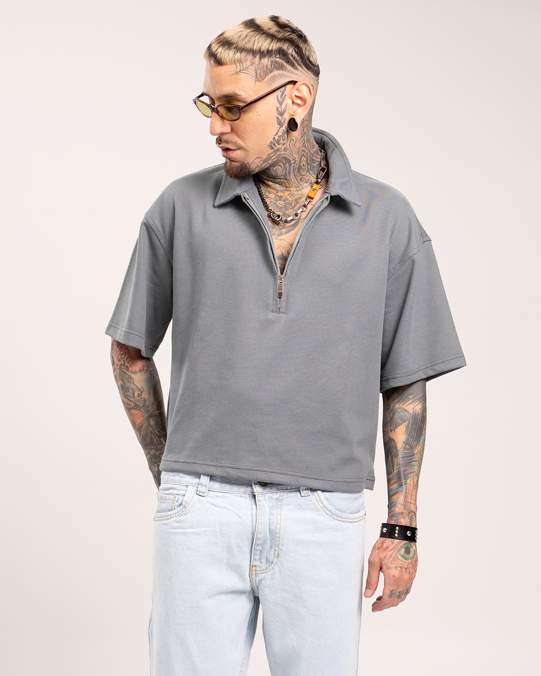 Camiseta Tipo Polo Boxi Fit Gris