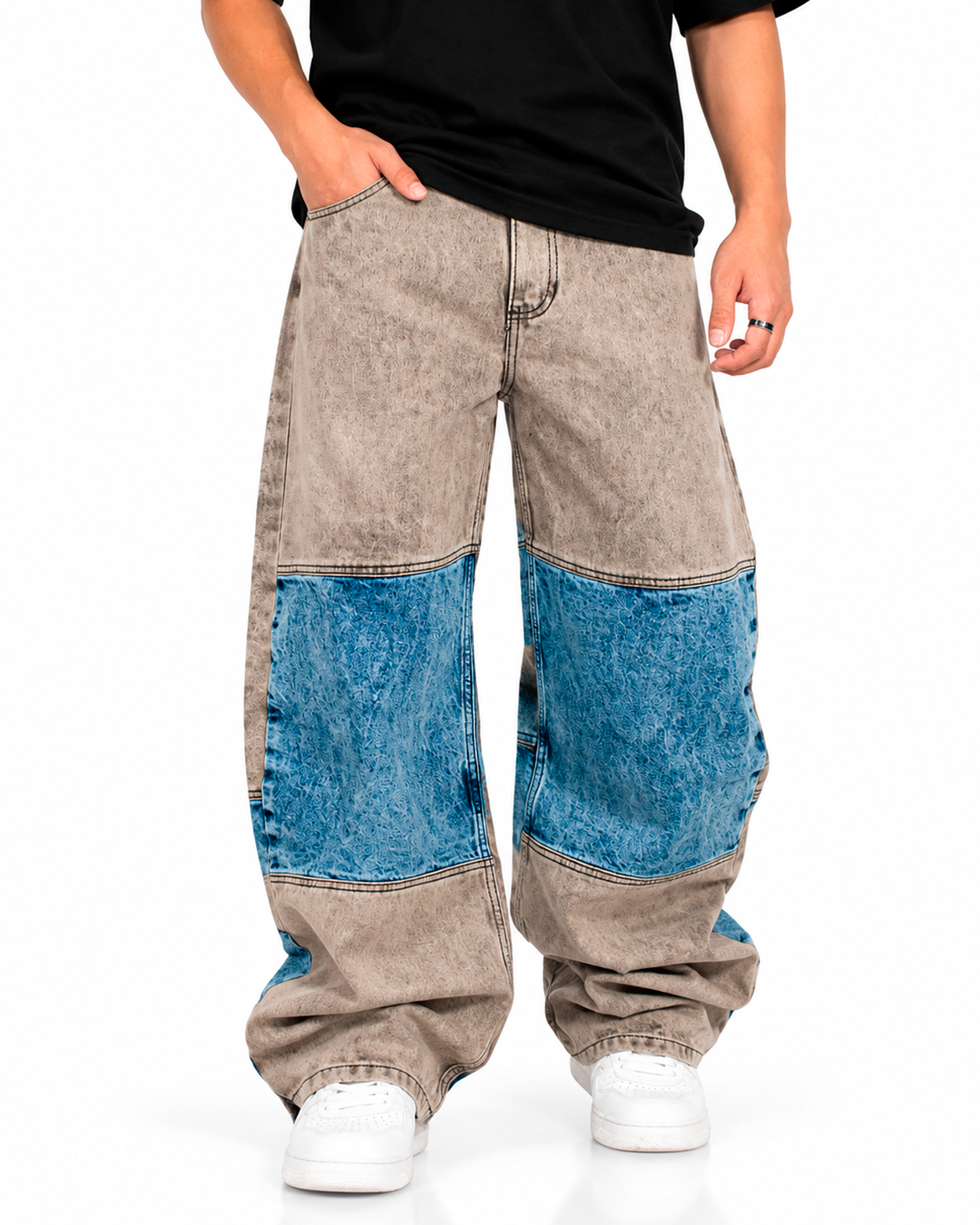 Jean Baggy Hombre Bicolor Wide Leg