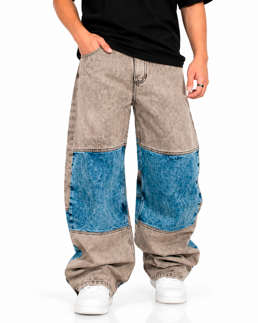 Jean Baggy Hombre Bicolor Wide Leg