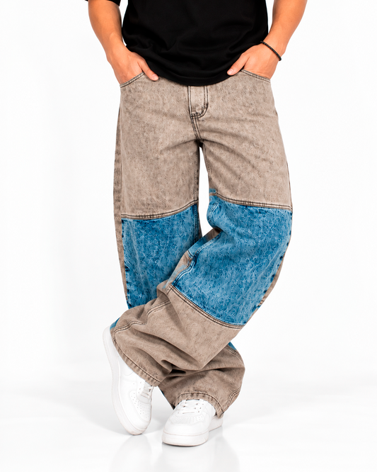 Jean Baggy Hombre Bicolor Wide Leg