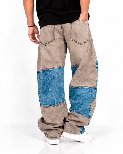 Jean Baggy Hombre Bicolor Wide Leg
