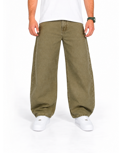 Jean Baggy Hombre Verde Oliva Lavado Vintage