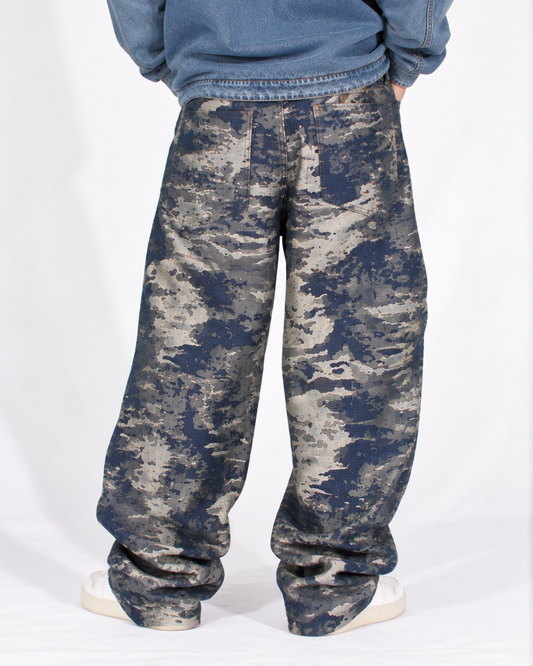 Jean Baggy Hombre Camuflado Azul y Beige