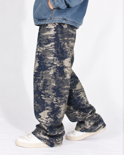 Jean Baggy Hombre Camuflado Azul y Beige
