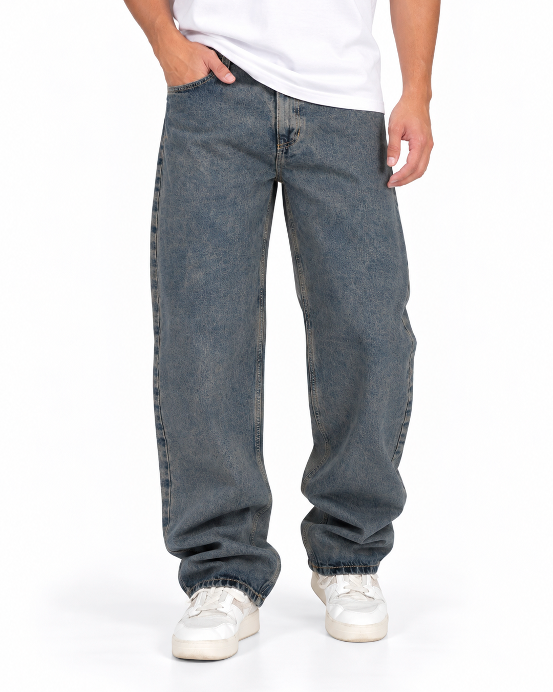 Jean Baggy Hombre Azul Grisáceo Lavado Vintage