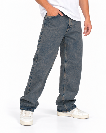 Jean Baggy Hombre Azul Grisáceo Lavado Vintage