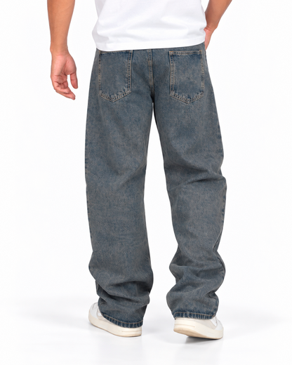 Jean Baggy Hombre Azul Grisáceo Lavado Vintage