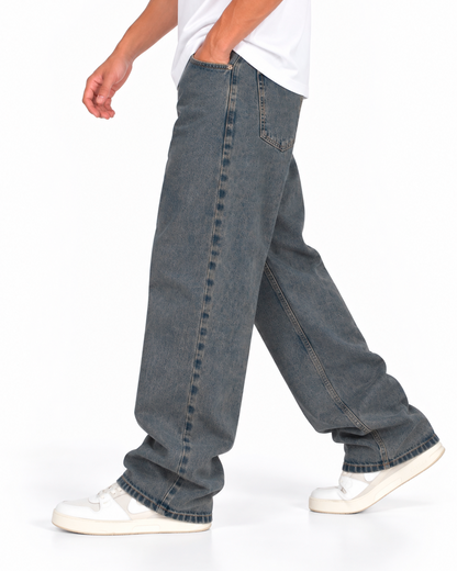Jean Baggy Hombre Azul Grisáceo Lavado Vintage
