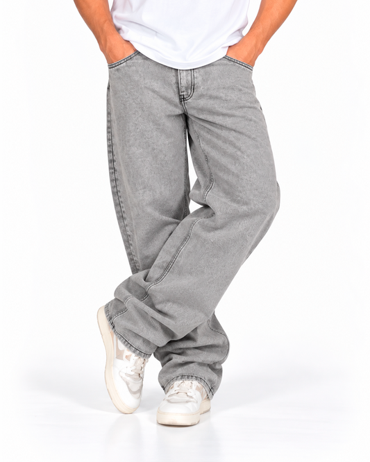 Jean Baggy Hombre Gris Claro Lavado