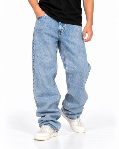 Jean Baggy Hombre Azul Claro Lavado Stone