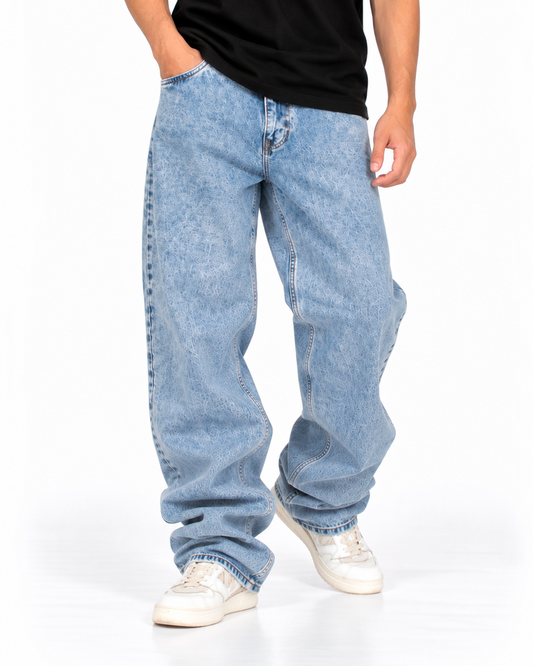 Jean Baggy Hombre Azul Claro Lavado Stone