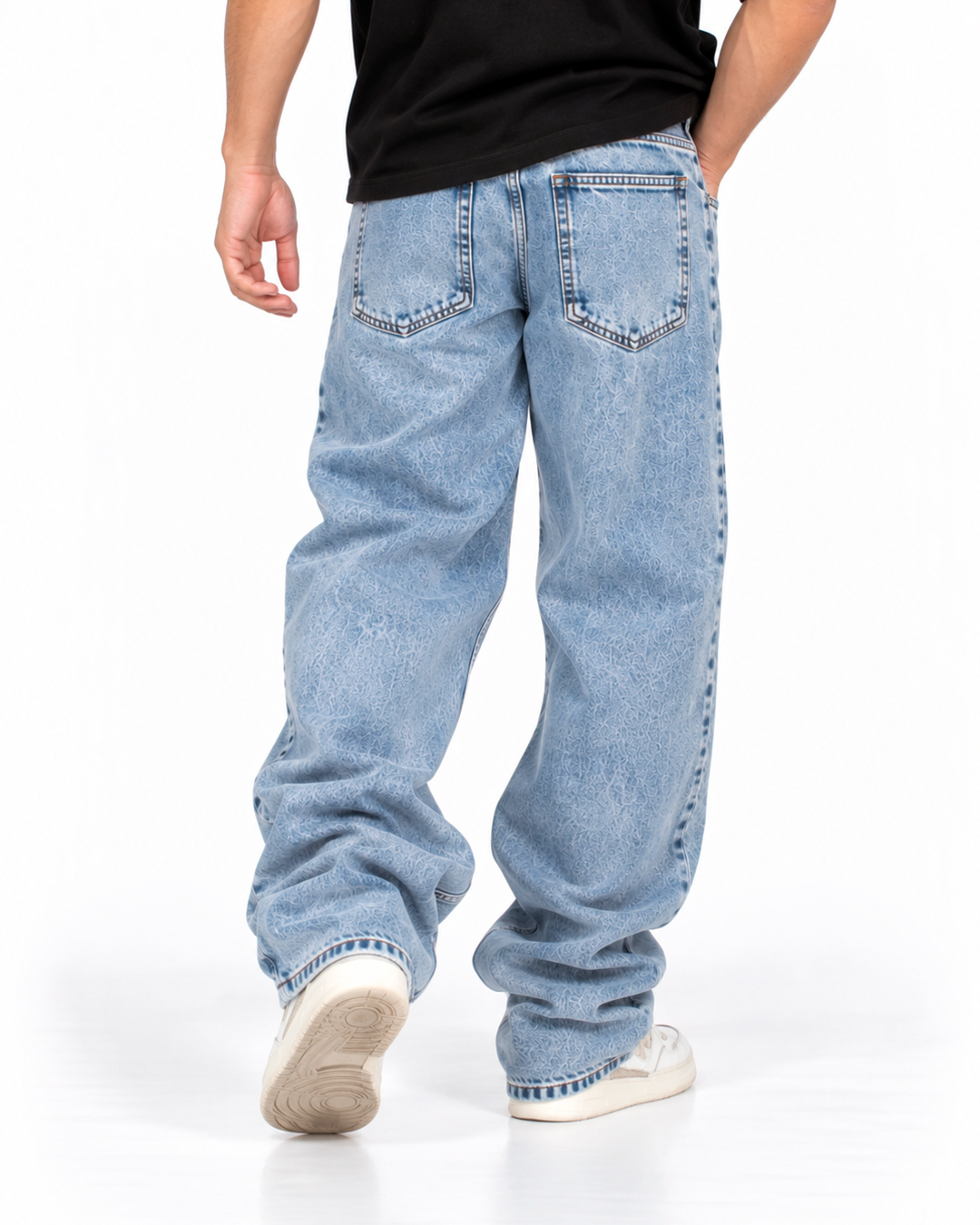 Jean Baggy Hombre Azul Claro Lavado Stone