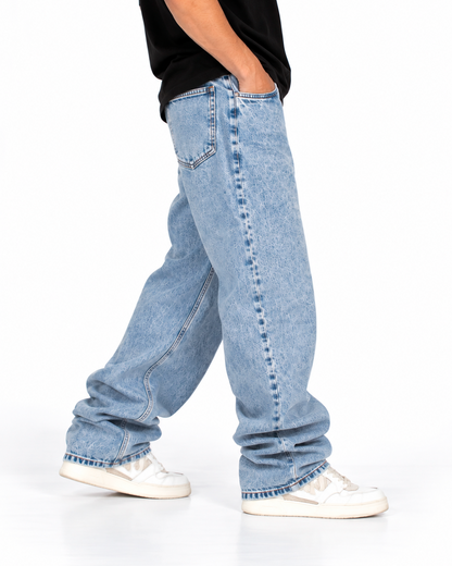 Jean Baggy Hombre Azul Claro Lavado Stone