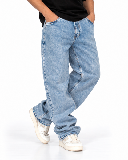 Jean Baggy Hombre Azul Claro Lavado Stone