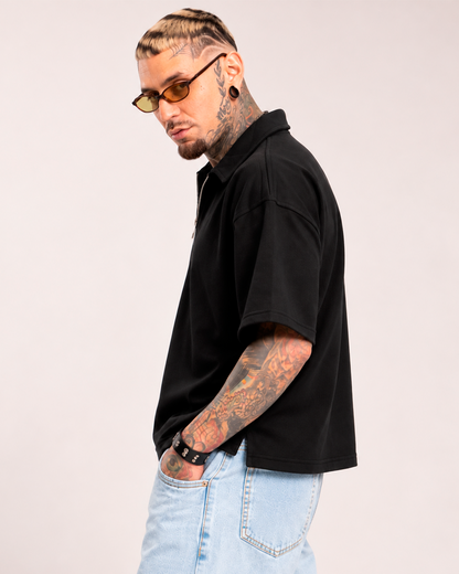 Camiseta Tipo Polo Boxi Fit Negro
