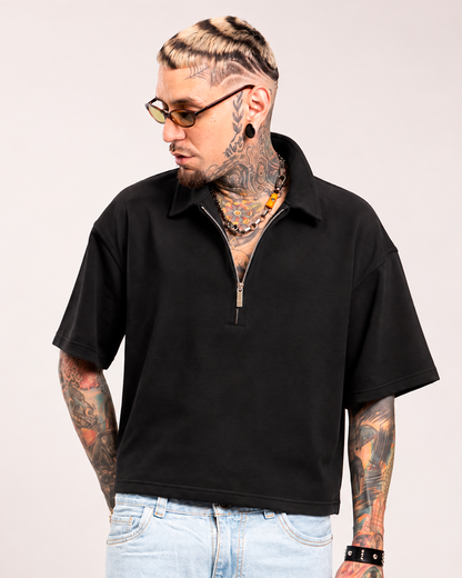 Camiseta Tipo Polo Boxi Fit Negro