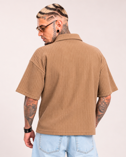 Camiseta Tipo Polo Boxi Fit Beige