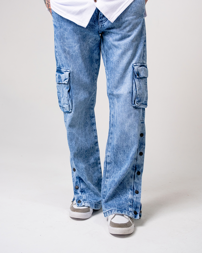 Pantalón Cargo Street Fit Azul Claro