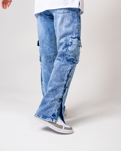 Pantalón Cargo Street Fit Azul Claro