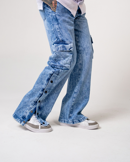 Pantalón Cargo Street Fit Azul Claro