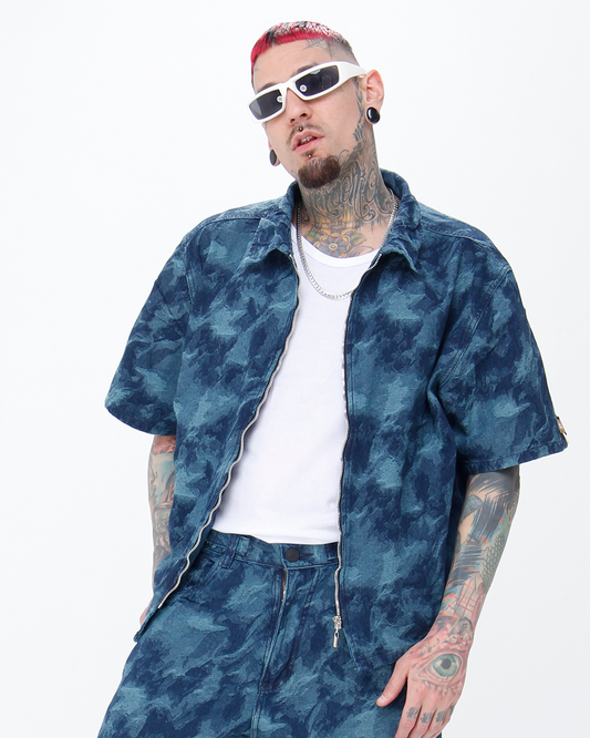 Camisa Boxi Fit Azul Stone