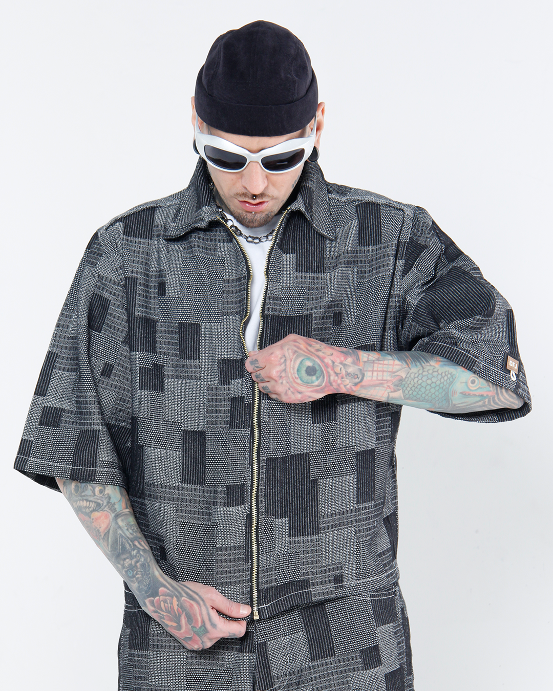 Camisa Boxi Fit Chess Gris